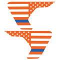 ORANGE WHITE WITH BLUE LINE US FLAG FENDER VENT DECAL FITS 2018+ JEEP WRANGLER & GLADIATOR