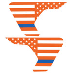 ORANGE WHITE WITH BLUE LINE US FLAG FENDER VENT DECAL FITS 2018+ JEEP WRANGLER & GLADIATOR
