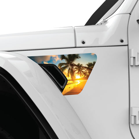PALM SUNSET FENDER VENT DECAL FITS 2018+ JEEP WRANGLER & GLADIATOR DRIVER SIDE