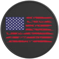 PATRIOTIC DISTRESSED FLAG BLACK CARBON FIBER TIRE COVER