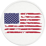 PATRIOTIC DISTRESSED FLAG PEARL  WHITE CARBON FIBER TIRE COVER