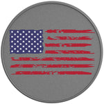 PATRIOTIC DISTRESSED FLAG SILVER CARBON FIBER TIRE COVER