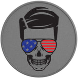 PATRIOTIC GUY SKULL SILVER CARBON FIBER TIRE COVER