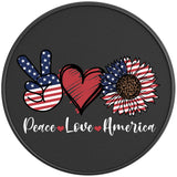 PATRIOTIC PEACE LOVE AMERICA BLACK CARBON FIBER TIRE COVER