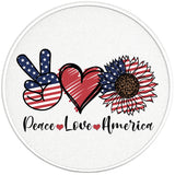 PATRIOTIC PEACE LOVE AMERICA PEARL  WHITE CARBON FIBER TIRE COVER