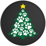 Paw Print Christmas Tree Black Tire Cover
