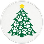 Paw Print Christmas Tree Pearl White Carbon Fiber Tire Cover