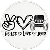 PEACE LOVE JEEP PEARL WHITE CARBON FIBER TIRE COVER 