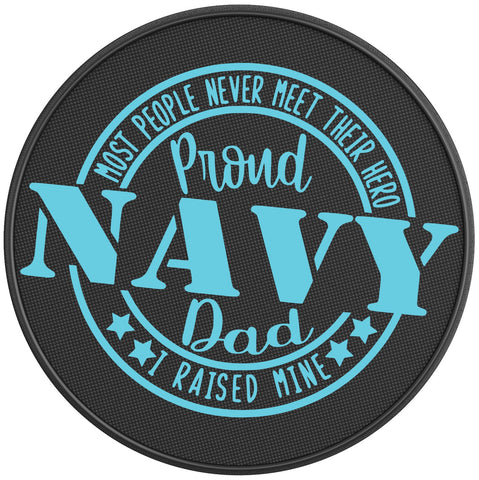 PROUD NAVY DAD BLACK CARBON FIBER TIRE COVER 