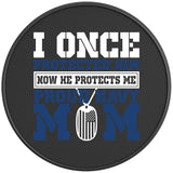 PROUD NAVY MOM BLACK CARBON FIBER TIRE COVER 