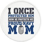 PROUD NAVY MOM PEARL WHITE CARBON FIBER TIRE COVER 