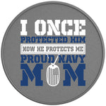 PROUD NAVY MOM SILVER CARBON FIBER TIRE COVER 