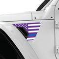 PURPLE WHITE WITH BLUE LINE US FLAG FENDER VENT DECAL FITS 2018+ JEEP WRANGLER & GLADIATOR DRIVER SIDE