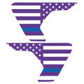 PURPLE WHITE WITH BLUE LINE US FLAG FENDER VENT DECAL FITS 2018+ JEEP WRANGLER & GLADIATOR