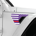 PURPLE WHITE WITH RED LINE US FLAG FENDER VENT DECAL FITS 2018+ JEEP WRANGLER & GLADIATOR PASSENGER SIDE