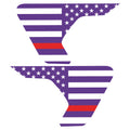 PURPLE WHITE WITH RED LINE US FLAG FENDER VENT DECAL FITS 2018+ JEEP WRANGLER & GLADIATOR
