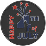 RED AND BLUE HAPPY 4TH JULY BLACK CARBON FIBER TIRE COVER