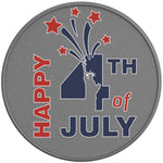 RED AND BLUE HAPPY 4TH JULY SILVER CARBON FIBER TIRE COVER