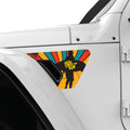 RETRO SURFER HERE COMES THE SUN FENDER VENT DECAL FITS 2018+ JEEP WRANGLER & GLADIATOR DRIVER SIDE