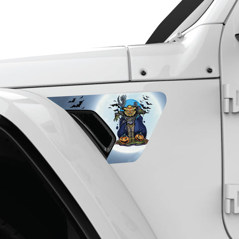 SCARY HALLOWEEN PUMPKIN HEAD FENDER VENT DECAL FITS 2018+ JEEP WRANGLER & GLADIATOR DRIVER SIDE