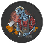 SCARY PUMPKINS WITH HALLOWEEN ZOMBIE BLACK CARBON FIBER TIRE COVER