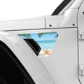 STARFISH AND SHELLS BEACH VIEW FENDER VENT DECAL FITS 2018+ JEEP WRANGLER & GLADIATOR DRIVER SIDE