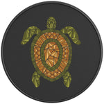 STYLIZED GREEN AND BROWN TURTLE BLACK CARBON FIBER VINYL