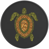 STYLIZED GREEN AND BROWN TURTLE BLACK CARBON FIBER VINYL