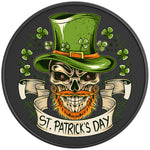 St Patrick'S Day Skull Black Carbon Fiber Vinyl Tire Cover
