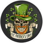 St Patrick'S Day Skull Black Vinyl Tire Cover