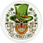 St Patrick'S Day Skull Pearl White Carbon Fiber Vinyl Tire Cover