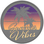 SUMMER VIBES PALM TREES SILVER CARBON FIBER TIRE COVER