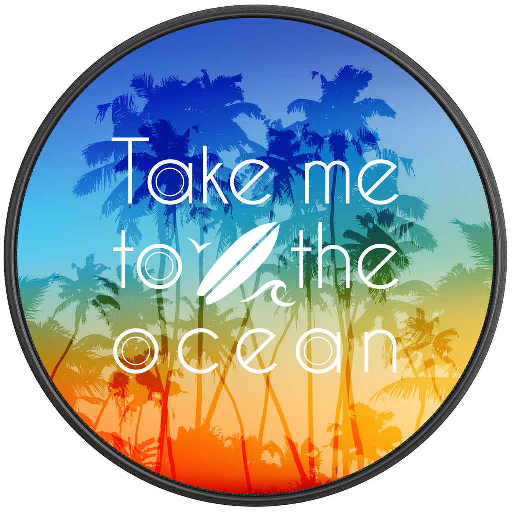 TAKE ME TO THE OCEAN BLACK CARBON FIBER TIRE COVER