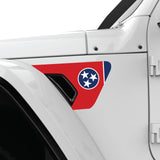 TENNESSEE STATE FLAG FENDER VENT DECAL FITS 2018+ JEEP WRANGLER & GLADIATOR DRIVER SIDE