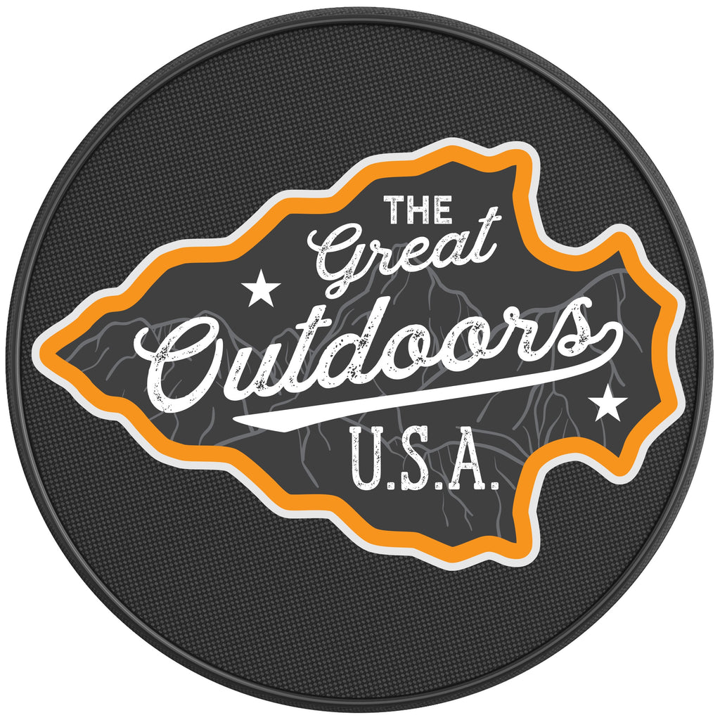 THE GREAT OUTDOORS USA BLACK CARBON FIBER TIRE COVER