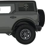 TRANSPARENT AMERICAN FLAG PUNISHER SKULL QUARTER WINDOW DECAL FITS 2021+ FORD BRONCO 4 DOOR HARD TOP