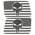 TRANSPARENT AMERICAN FLAG PUNISHER SKULL QUARTER WINDOW DRIVER & PASSENGER DECALS