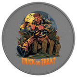 TRICK OR TREAT HALLOWEEN ZOMBIE SILVER CARBON FIBER TIRE COVER