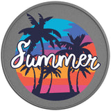 TROPICAL SUMMER SUNSET SILVER CARBON FIBER TIRE COVER