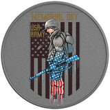 Usa Army Memorial Day Silver Carbon Fiber Tire Cover