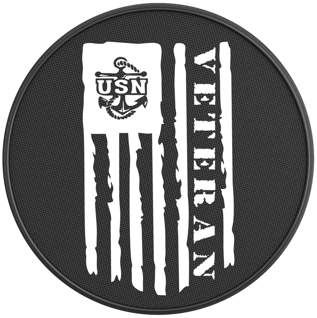 US NAVY VETERAN FLAG BLACK CARBON FIBER TIRE COVER 