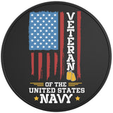 VETERAN OF THE UNITED STATES NAVY BLACK TIRE COVER 