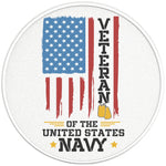 VETERAN OF THE UNITED STATES NAVY PEARL WHITE CARBON FIBER TIRE COVER 