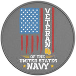 VETERAN OF THE UNITED STATES NAVY SILVER CARBON FIBER TIRE COVER 