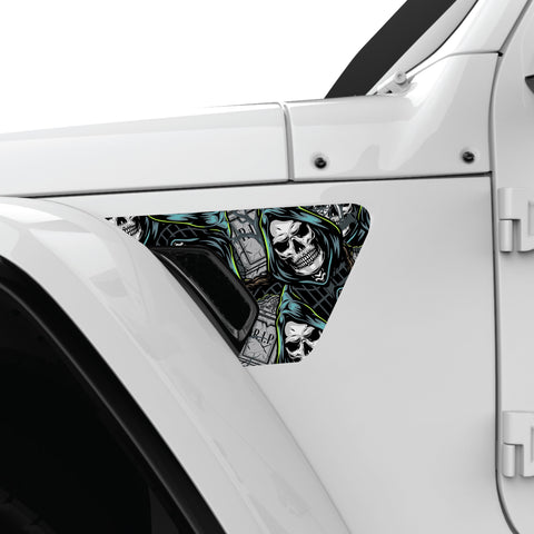 VINTAGE HALLOWEEN PATTERN FENDER VENT DECAL FITS 2018+ JEEP WRANGLER & GLADIATOR DRIVER SIDE
