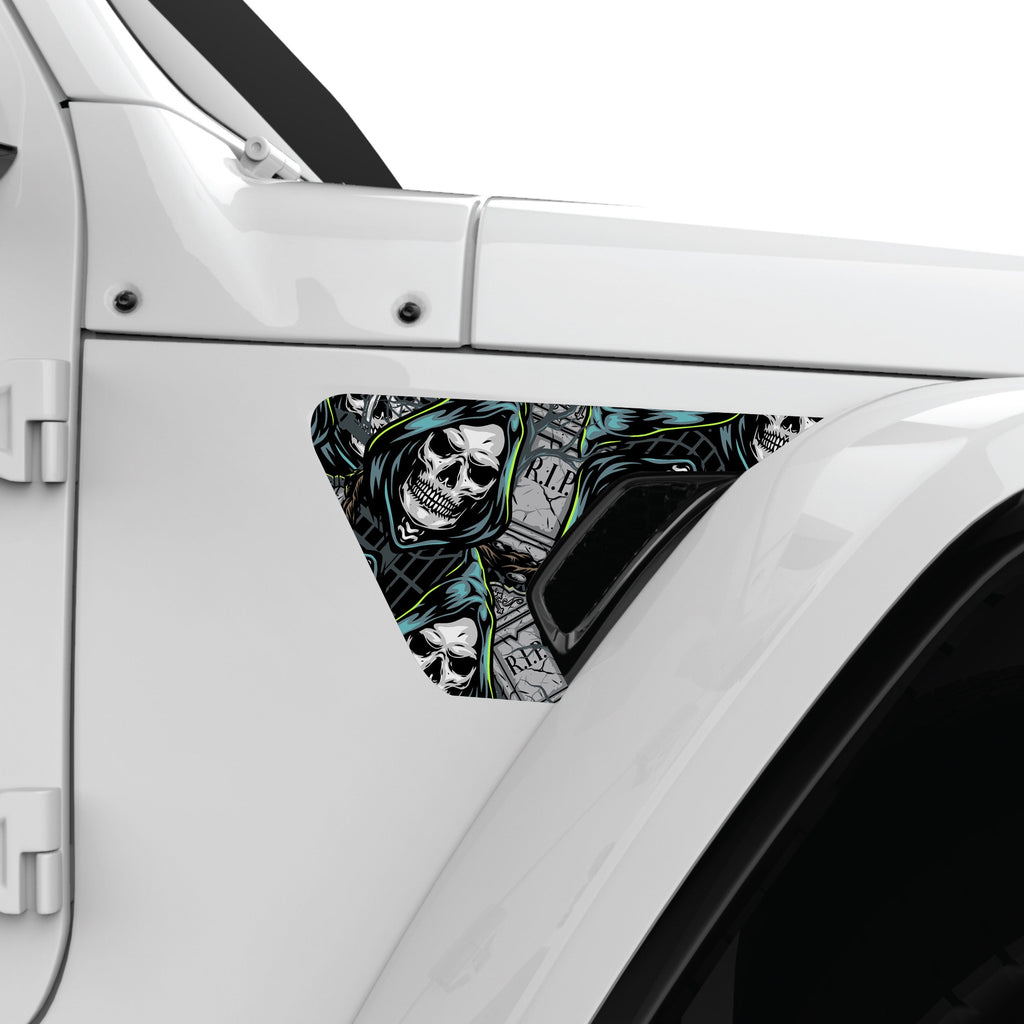 Vintage Halloween Pattern Fender Vent Decal For 2018  Jeep Wrangler