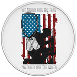 WE STAND FOR THE FLAG WE KNEEL FOR THE FALLEN WHITE TIRE COVER