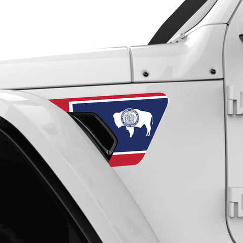 WYOMING STATE FLAG FENDER VENT DECAL FITS 2018+ JEEP WRANGLER & GLADIATOR DRIVER SIDE