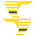 YELLOW WHITE WITH BLUE LINE US FLAG FENDER VENT DECAL FITS 2018+ JEEP WRANGLER & GLADIATOR