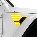 YELLOW WHITE WITH BLUE LINE US FLAG FENDER VENT DECAL FITS 2018+ JEEP WRANGLER & GLADIATOR PASSENGER SIDE